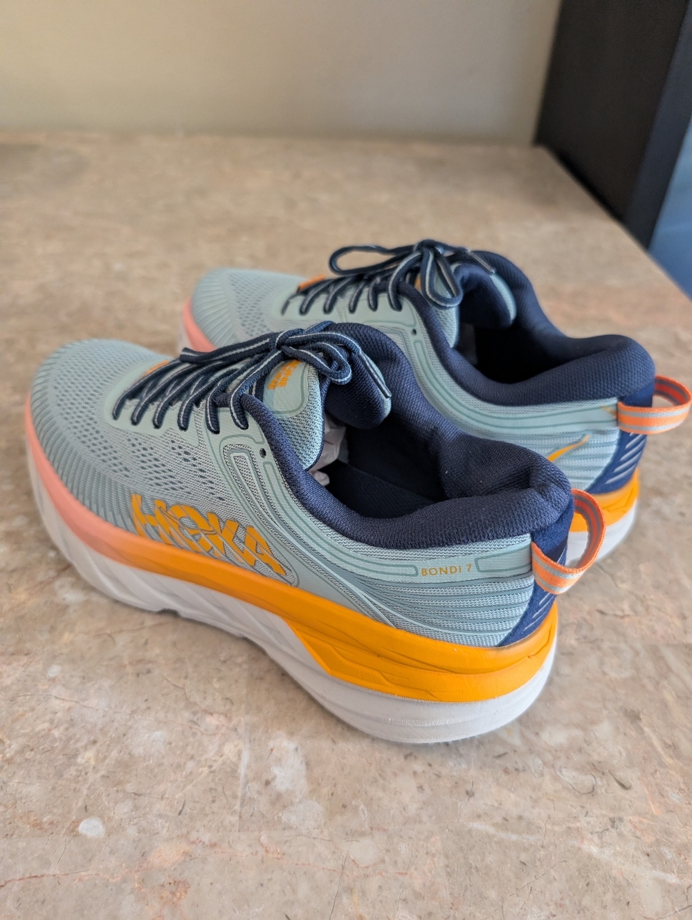 Hoka One One Bombi 7 Cushioned Running Shoes Navy/Light Blue Women's Size 8.5 - Picture 5 of 14